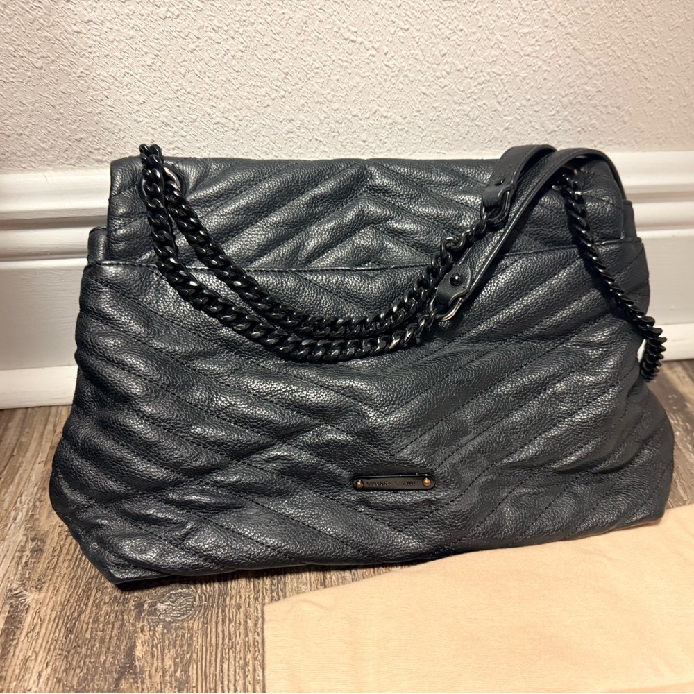 Rebecca Minkoff Chevron Quilted Black Shoulder Bag - Picture 2 of 7